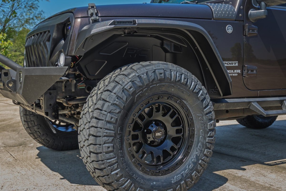 Jeep Wrangler Unlimited Wheel Well Liners - Front & Rear - Rough Country - Black - '07-'18